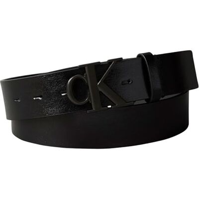 Calvin Klein Uomo Cintura Monogram Buckle 3,5 cm con Fibbia con Monogramma, Nero (Black/Matte Black), 95 cm Calvin Klein Uomo Cintura Monogram Buckle 3,5 cm con Fibbia con Monogramma, Nero (Black/Matte Black), 95 cm