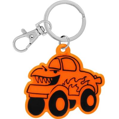 GRUSS & CO Riflettore neon con motivo camion Riflettore al neon figurato, ciondolo con anello portachiavi e moschettone, ciondolo riflettente, regalo di compleanno per bambini, inizio della scuola GRUSS & CO Riflettore neon con motivo camion Riflettore al neon figurato, ciondolo con anello portachiavi e moschettone, ciondolo riflettente, regalo di compleanno per bambini, inizio della scuola