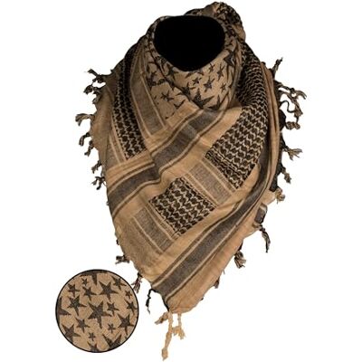 Mil-Tec Foulard Shemagh 110x110cm Ananas Stars Coyote/Nero, 110x110 cm Mil-Tec Foulard Shemagh 110x110cm Ananas Stars Coyote/Nero, 110x110 cm