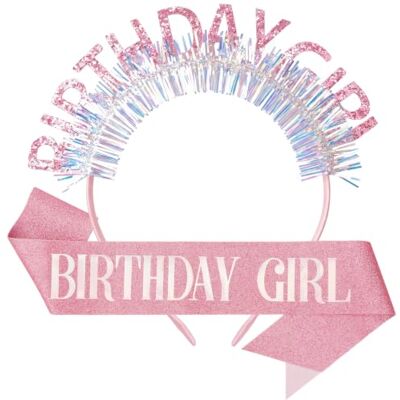 DRESHOW Fascia di Compleanno Ragazza Cerchietto per Compleanno con Strass Bling Glitter Fascia Principessa Fili Iridescenti Accessori per Capelli di Buon Genetliaco per le Donna Ragazze DRESHOW Fascia di Compleanno Ragazza Cerchietto per Compleanno con Strass Bling Glitter Fascia Principessa Fili Iridescenti Accessori per Capelli di Buon Genetliaco per le Donna Ragazze