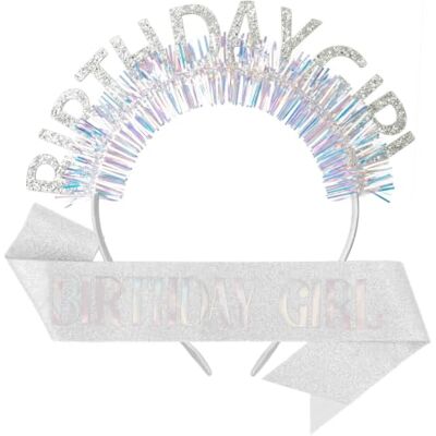 DRESHOW Fascia di Compleanno Ragazza Cerchietto per Compleanno con Strass Bling Glitter Fascia Principessa Fili Iridescenti Accessori per Capelli di Buon Genetliaco per le Donna Ragazze DRESHOW Fascia di Compleanno Ragazza Cerchietto per Compleanno con Strass Bling Glitter Fascia Principessa Fili Iridescenti Accessori per Capelli di Buon Genetliaco per le Donna Ragazze