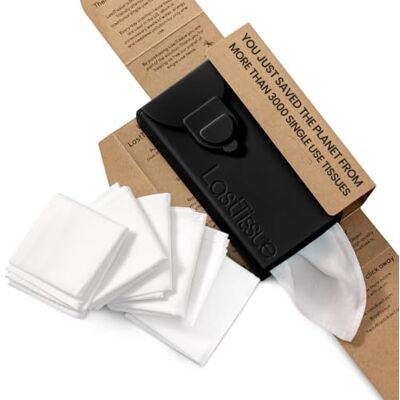 LastTissue ® Fazzoletti di cotone riutilizzabili Fazzoletti per il viso e da taschino per uomo e donna – Fazzoletti per il viso lavabili con custodia Nera LastTissue ® Fazzoletti di cotone riutilizzabili Fazzoletti per il viso e da taschino per uomo e donna – Fazzoletti per il viso lavabili con custodia Nera