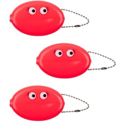 Fisura – Portamonete ovale in gomma “Ojos” rosa. Portamonete retrò con catenella, portafoglio tascabile unisex, accessorio pratico e creativo. 3 pezzi. Fisura – Portamonete ovale in gomma “Ojos” rosa. Portamonete retrò con catenella, portafoglio tascabile unisex, accessorio pratico e creativo. 3 pezzi.