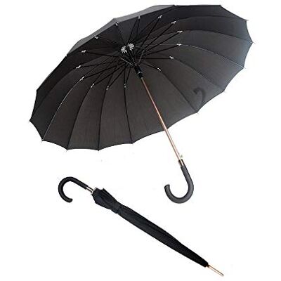 SMATI Parapluie long noir automatique Gentleman 16 baleines fibre de verre Susino Ombrello classico, 92 cm, 114 liters, Nero (Noir) SMATI Parapluie long noir automatique Gentleman 16 baleines fibre de verre Susino Ombrello classico, 92 cm, 114 liters, Nero (Noir)