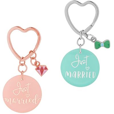 GRUSS & CO Portachiavi per partner, motivo Just Married, set di ciondoli in acrilico, lunghezza 8,3 cm, regalo di matrimonio, , multicolore, Länge 8,3 cm, Motivo Just Married GRUSS & CO Portachiavi per partner, motivo Just Married, set di ciondoli in acrilico, lunghezza 8,3 cm, regalo di matrimonio, , multicolore, Länge 8,3 cm, Motivo Just Married
