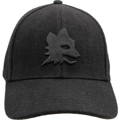 AS Roma Cappelli Stadio, Lupetto Embroidery Wollen cap Black Tone ON Tone AS Roma Cappelli Stadio, Lupetto Embroidery Wollen cap Black Tone ON Tone