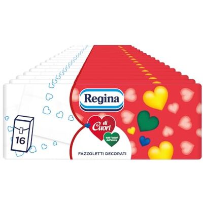 Regina di Cuori – 16 Confezioni da 10 Pacchetti da 9 Fazzoletti di Carta Decorati, 4 Veli, Morbidi e Resistenti, Confezione con Apertura Facilitata, Carta 100% Certificata FSC Regina di Cuori – 16 Confezioni da 10 Pacchetti da 9 Fazzoletti di Carta Decorati, 4 Veli, Morbidi e Resistenti, Confezione con Apertura Facilitata, Carta 100% Certificata FSC
