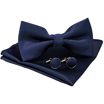 JEMYGINS Papillon Uomo Regolabile in Diversi Colori con Fazzoletto e Gemelli JEMYGINS Papillon Uomo Regolabile in Diversi Colori con Fazzoletto e Gemelli