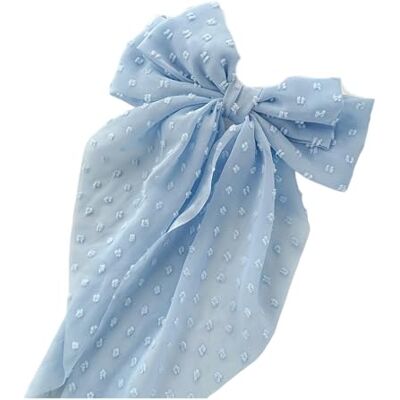 PENCHEAK Fermaglio per capelli con fiocco, grande molla, blu Morbido tessuto a nastro, elegante design rotondo a pois, forte clip a molla tiene saldamente sulla maggior parte delle PENCHEAK Fermaglio per capelli con fiocco, grande molla, blu Morbido tessuto a nastro, elegante design rotondo a pois, forte clip a molla tiene saldamente sulla maggior parte delle