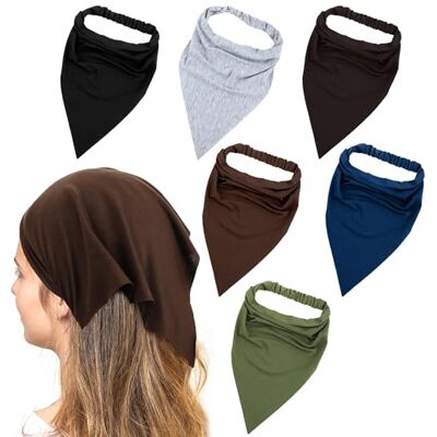 eaacaa Confezione da 6 fazzoletti triangolari da donna, estivi, sciarpa per capelli, fascia triangolare, bandana, bandana antiscivolo, tinta unita, per viaggi e feste eaacaa Confezione da 6 fazzoletti triangolari da donna, estivi, sciarpa per capelli, fascia triangolare, bandana, bandana antiscivolo, tinta unita, per viaggi e feste