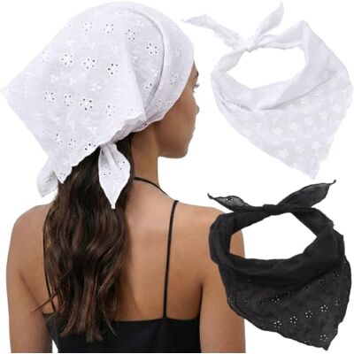 DRESHOW 2 Pezzi Bandana Donna Fascia Triangolare Fascia per Capelli Vintage Annodata per Donne e Ragazze DRESHOW 2 Pezzi Bandana Donna Fascia Triangolare Fascia per Capelli Vintage Annodata per Donne e Ragazze