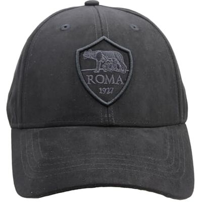 AS Roma Cappelli Stadio, Classic Crest Embroidery Eco-Alcantara cap Black Tone ON Tone AS Roma Cappelli Stadio, Classic Crest Embroidery Eco-Alcantara cap Black Tone ON Tone