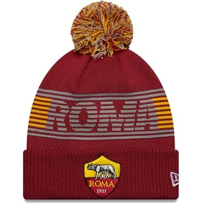 AS Roma Sport Cuff Beanie with Pom Crest Red AS Roma Sport Cuff Beanie with Pom Crest Red