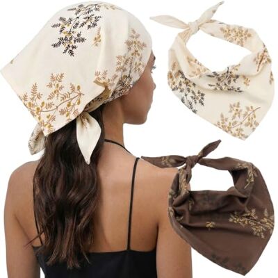 DRESHOW 2 Pezzi Bandana Donna Fascia Triangolare Fascia per Capelli Vintage Annodata per Donne e Ragazze DRESHOW 2 Pezzi Bandana Donna Fascia Triangolare Fascia per Capelli Vintage Annodata per Donne e Ragazze