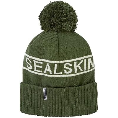 SEALSKINZ Heacham, Berretto iconico con Pompon, Impermeabile, per Il Clima Freddo, Verde Oliva SEALSKINZ Heacham, Berretto iconico con Pompon, Impermeabile, per Il Clima Freddo, Verde Oliva