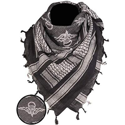 Mil-Tec Foulard Shemagh 110x110cm Ananas Paracadutista Nero/Bianco, 110x110 cm Mil-Tec Foulard Shemagh 110x110cm Ananas Paracadutista Nero/Bianco, 110x110 cm