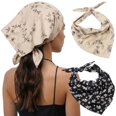 DRESHOW 2 Pezzi Bandana Donna Fascia Triangolare Fascia per Capelli Vintage Annodata per Donne e Ragazze DRESHOW 2 Pezzi Bandana Donna Fascia Triangolare Fascia per Capelli Vintage Annodata per Donne e Ragazze