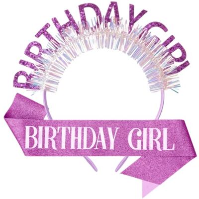 DRESHOW Fascia di Compleanno Ragazza Cerchietto per Compleanno con Strass Bling Glitter Fascia Principessa Fili Iridescenti Accessori per Capelli di Buon Genetliaco per le Donna Ragazze DRESHOW Fascia di Compleanno Ragazza Cerchietto per Compleanno con Strass Bling Glitter Fascia Principessa Fili Iridescenti Accessori per Capelli di Buon Genetliaco per le Donna Ragazze