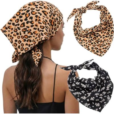 DRESHOW 2 Pezzi Bandana Donna Fascia Triangolare Fascia per Capelli Vintage Annodata per Donne e Ragazze DRESHOW 2 Pezzi Bandana Donna Fascia Triangolare Fascia per Capelli Vintage Annodata per Donne e Ragazze