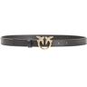 Pinko Love Berry H2 Belt Vitello Set Cintura, Z99q_Nero-Antique Gold, S Donna