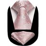 HISDERN Cravatta da sposa e fazzoletto da uomo con motivo a quadri pied de poule e cravatta da festa formale e set quadrato tascabile.., Fiore X-rosa, Taglia unica…