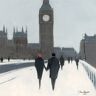 Jon Barker Stampa su tela Big Ben, berretto rosso e neve, in cotone, multicolore, 3,20 x 40,00 x 40,00 cm