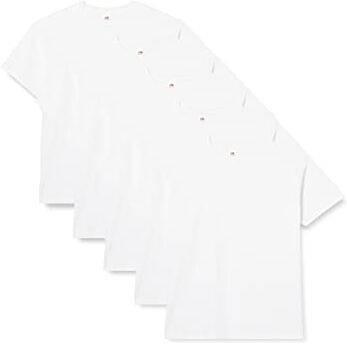 Fruit of the Loom Super Premium Manica Corta T-Shirt, Bianco, L (Pacco da 5) Uomo