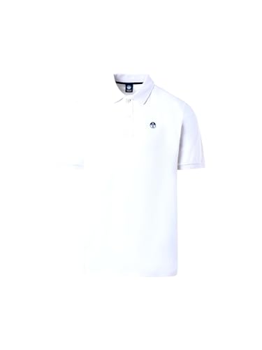 North Sails Uomo Polo in Piquet di Cotone con Maniche Corte vestibilità Regular (XXL, Bianco)