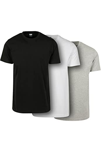 Urban Classics Basic Tee 3-pack T-shirt, Multicolore (Black/White/Grey 01563), XXXX-Large (Pacco da 3) Uomo