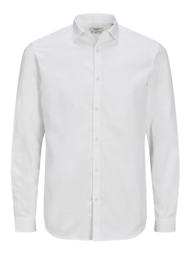 Jack & Jones Jprblacardiff Camicia L/S Noos, Bianco/vestibilità: Slim Fit, XS Uomo