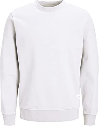 Jack & Jones Felpa basic da uomo con scollo rotondo, Weiß (White/Reg), XXXL