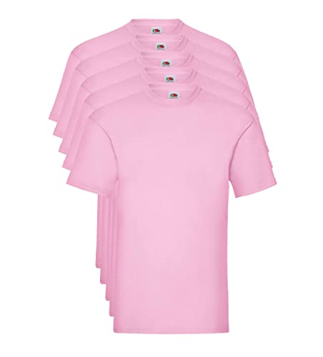 Fruit of the Loom Valueweight 5 Pack T-Shirt, Rosa (Light Pink 52), Medium (Pacco da 5) Uomo