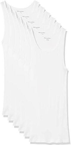 Amazon Essentials Canotte Intime Uomo, Pacco da 6, Bianco, L