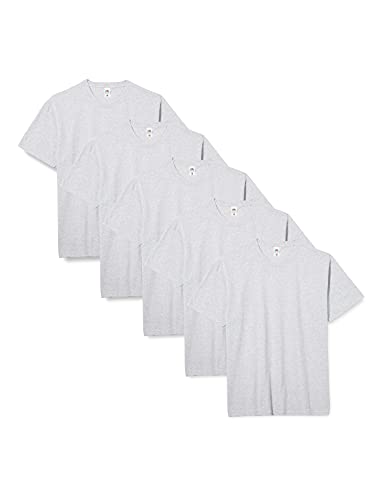 Fruit of the Loom Valueweight Tee-5 Pack T-Shirt, Grey (Heather Grey 0), 3XL Uomo