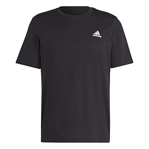 Adidas Essentials Single Jersey Embroidered Small Logo Short Sleeve T-shirt, Nero, XL Tall Uomo