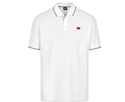 Norway Nautical School Polo Norway Uomo a Manica Corta, Colletto giricollo con righino in Contrasto, 100% Cotone