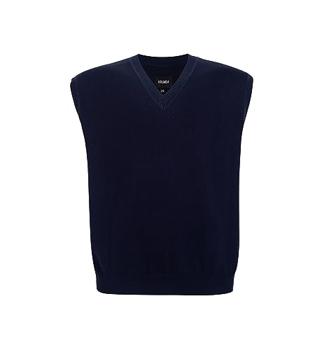 Krumba Maglione Senza Maniche Oversize da Uomo: Gilet in Cotone con Scollo a V vestibilità Plus Size Navy 7XL