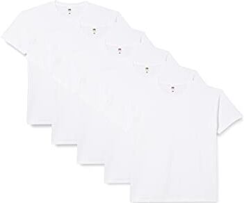 Fruit of the Loom Original T., T-Shirt Uomo, Bianco (White 30), Medium(Pacco da 5)