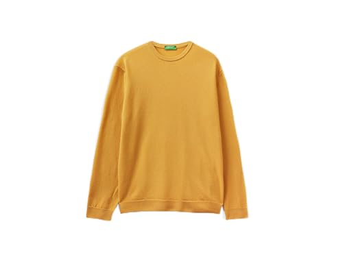 United Colors Of Benetton G/C M/L  Maglia Girocollo Manica Lunga, Giallo Senape 04V, L Uomo