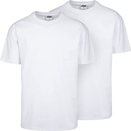 Urban Classics Confezione da 2 bustine Oversize T-Shirt, Bianco + Bianco, L Uomo