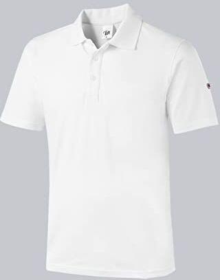 BP -S Polo Unisex con Maniche a 1/2, Colletto Polo con Bottoni, 70 cm, 195 g/m² Cotone Elasticizzato Bianco, S