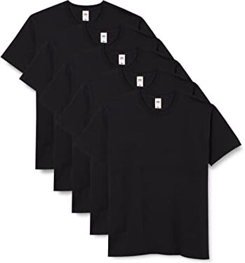 Fruit of the Loom Iconic, Lightweight Ringspun Tee, 5 Pack T-Shirt, Nero (Black 36), XX-Large (Taglia Produttore: 2XL) (Pacco da 5) Uomo