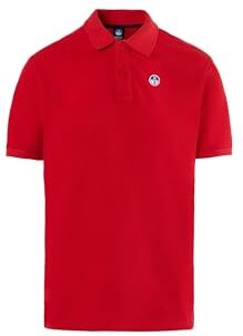 North Sails Uomo Polo in Piquet di Cotone con Maniche Corte vestibilità Regular (XL, Rosso)