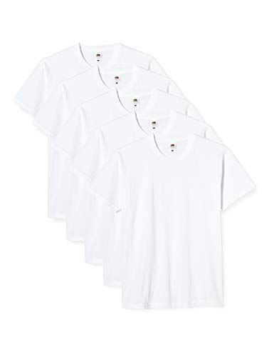 Fruit of the Loom Valueweight Tee-5 Pack T-Shirt, White (White 0_White(White), XXL Uomo