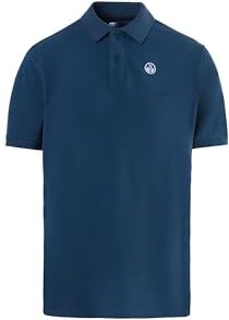 North Sails Uomo Polo in Piquet di Cotone con Maniche Corte vestibilità Regular (S, Dark Denim)