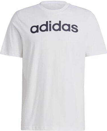 Adidas Essentials Single Jersey Linear Embroidered Logo Short Sleeve T-shirt, Maglietta Uomo, White/Black, XS