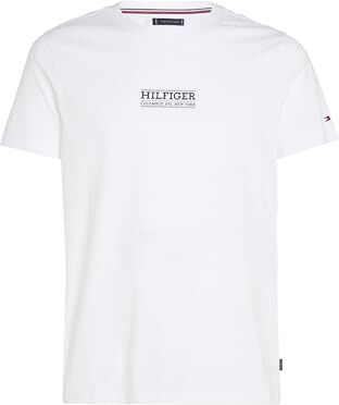 Tommy Hilfiger Uomo T-Shirt Maniche Corte Scollo Rotondo, Bianco (White), 3XL