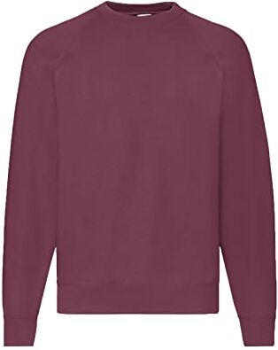 Fruit of the Loom Felpa da uomo con maniche raglan, in diverse taglie e colori, borgogna, L