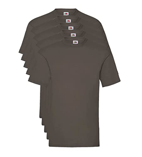 Fruit of the Loom Valueweight 5 Pack T-Shirt, Marrone (Chocolate Cq), X-Large (Taglia Produttore: X-L) (Pacco da 5) Uomo