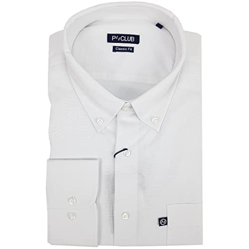 Rionero Camicia da Uomo 100 Cotone Manica Lunga Classica Elegante Taschino XXL XXXL m l (L Bianco)
